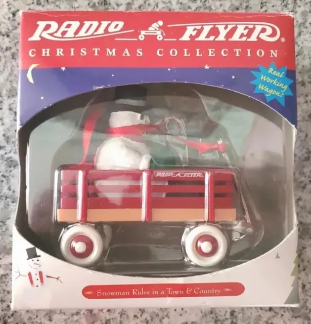 Radio Flyer Christmas Collection Ornament Snowman in Little Red Wagon