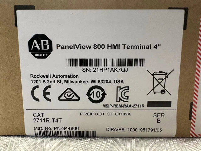 2711R-T4T 2022 Allen Bradley SER B PanelView 800 4-inch HMI Terminal 2711RT4T