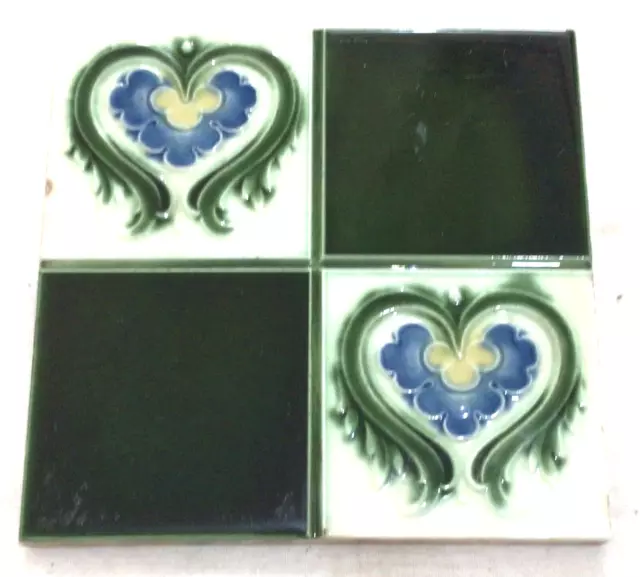 antique victorian art nouveau fireplace tile