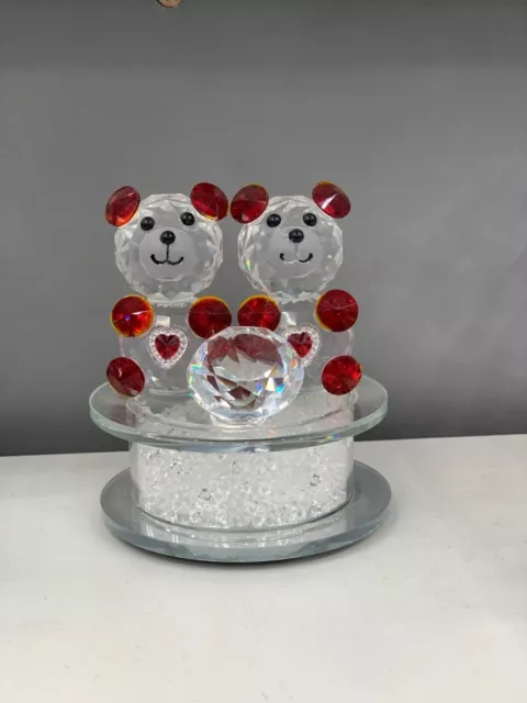 XXL Red Double Teddy Bear Crystal Ornament Best for Home Decor and Gifts