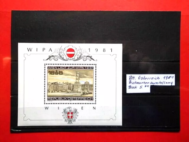 BM. Briefmarken Österreich WIPA 1981 Briefmarkenausstellung Wien Block 5**