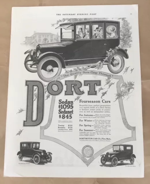 Dort Motor car ad 1917 original vintage print retro art illustration automobile