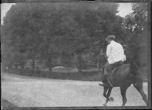 Placa Cristal Foto Negativo Blanco y Negro 6x9 CM Hombre Sur Caballo Glass Plate