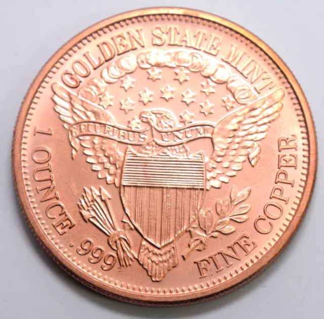 Usa One Ounce 999 Fine Red Copper Medal Coin Ingot