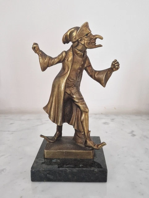 Rara Scultura In Bronzo Maschera Balanzone Vintage