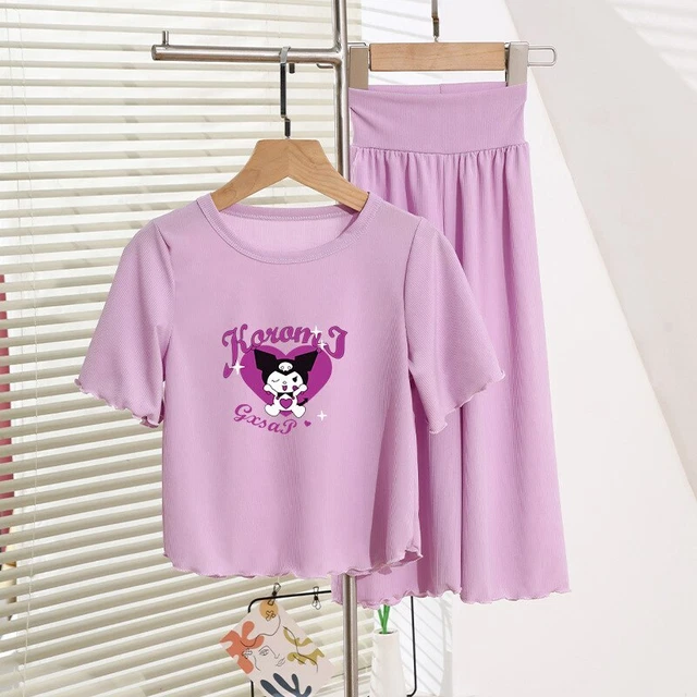 Kuromi Pigiama Modale Estate Ghiaccio Seta BAMBINI Corti Allentati Abbigliamento Casa Set Ragazza