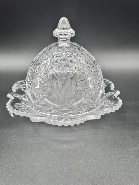 Antique EAPG Imperial Glass Domed Butter Dish Cosmos La Rochelle 474 READ