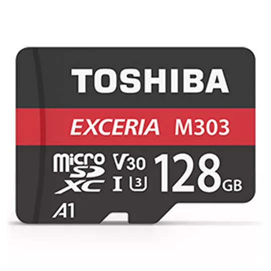 128GB Toshiba Exceria M303 MicroSDXC Memory Card, V30, A1, UHS-I Class 3 (U3), C