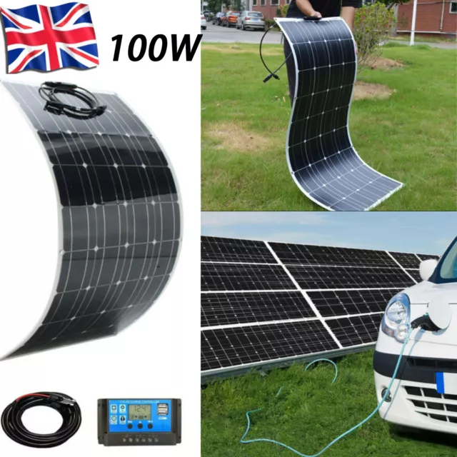 Flexible 100W Solar Panel Charging Kit Marine Caravan Charger +30A Controller GB