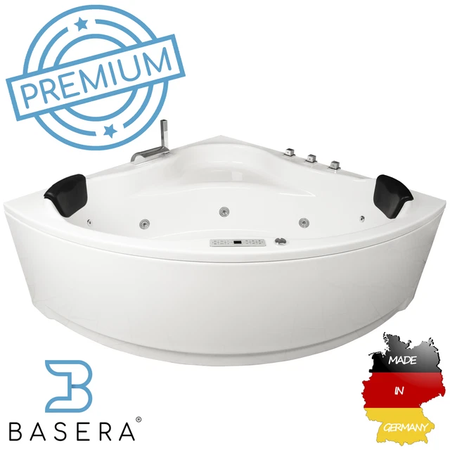 Bañera de hidromasaje de esquina interior Basera® PREMIUM malai 150 x 150 cm con 21 masas...