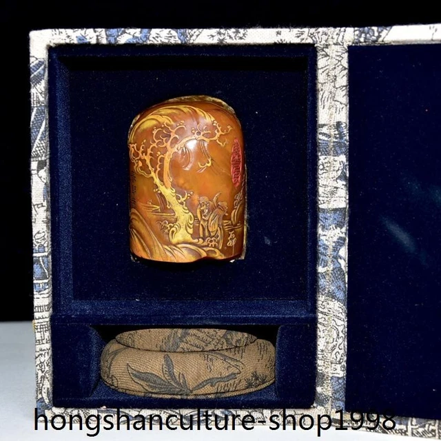 2.4'' Chinese Shoushan Stone landscape story statue Seal Stamp signal