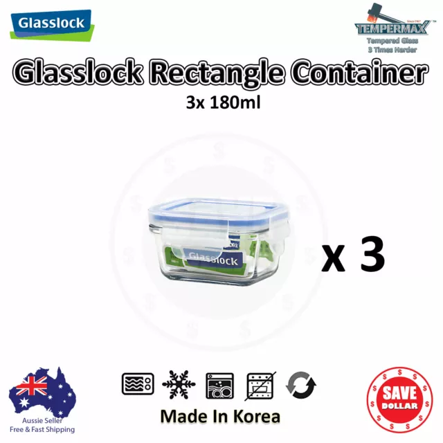 GLASSLOCK Glass Container Airtight Lid Food Container Storage Baby Meal  3p 180m