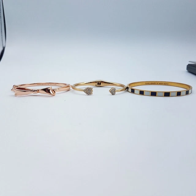 Kate Spade NY Gold Tone Bangle Bracelets Lot of 3 Crystals & Enamel