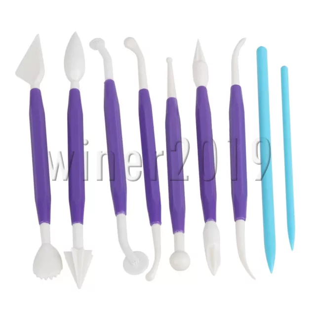 Double-head Plastic Polymer Pottery Clay Craft Carvers Tool Rod Pack of 9 3