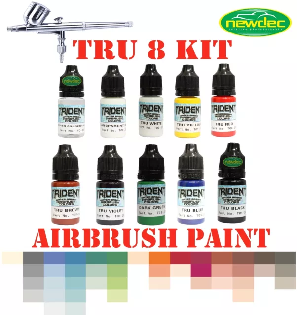 10 pcs TRU8 DNA TRIDENT 10ML X 8 AIRBRUSH PAINT 10ML REDUCER SPRAY WATERBASED