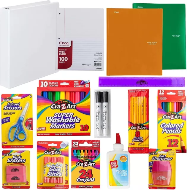 School Supplies Bundle Crayons Markers Pencils Pens Notebooks And More