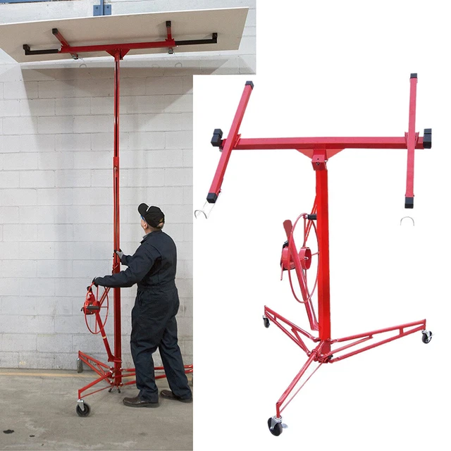 16ft Red Mighty Drywall Hoist Board Sheet Lift/Lifter Plasterboard Crane&Wheels