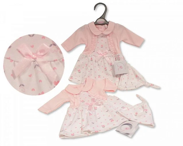 Premature Baby Girls Clothes Outfit Bow & Hat Gift Sets 'Hearts Flower' 3-5-8lb