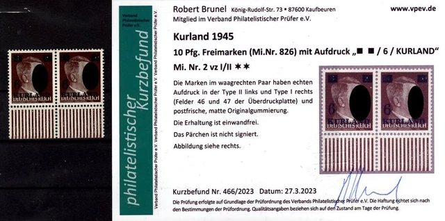 Kurland 2vzI+II TYPENPAAR ** POSTFRISCH+gepr. Befund ca 80EUR (L9235