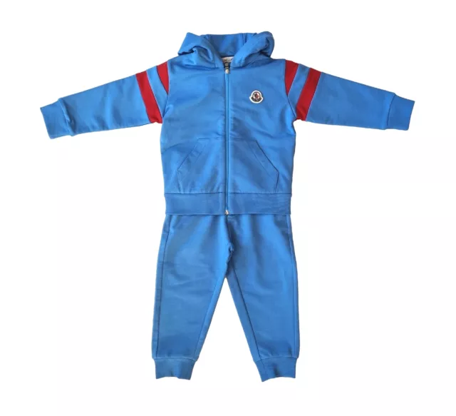 MONCLER tuta set coordinato felpa + pantaloni da bambino 8M0017 azzurro