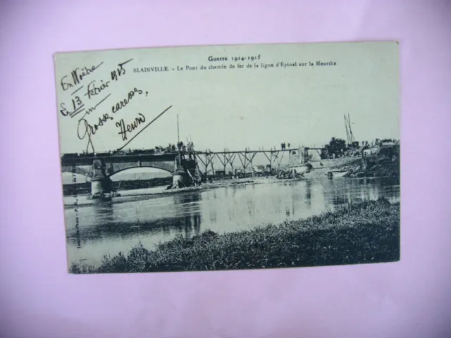 CPA Great War 1914 15 Blainville Bridge Railway Spinal Line on Murder