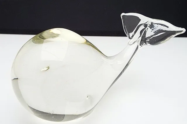 Balos Crystal Glass Whale Paperweight Figurine Clear 4.5” Fish Ocean Nautical