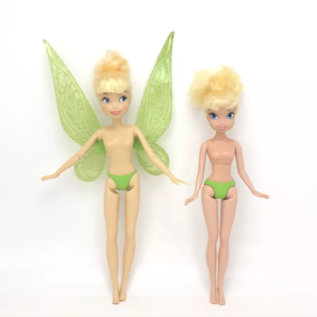 Disney Store Fairy Tinker Bell Nude Doll Flutter Wings Fairies & Jakks Lot of 2