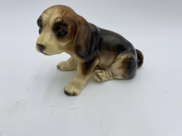 Vintage Porcelain Ceramic Beagle Hound Dog Puppy Figurine 5” X 3.5”