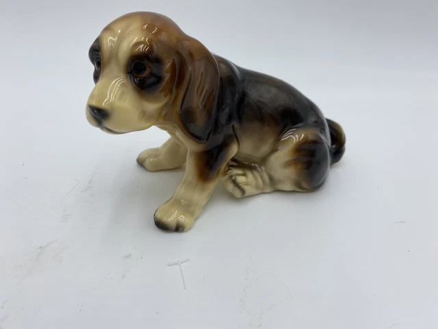 Vintage Porcelain Ceramic Beagle Hound Dog Puppy Figurine 5” X 3.5”