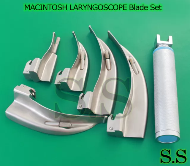 MACINTOSH LARYNGOSCOPE Blade Set + 1 Handle C EMT SURGICAL INSTRUMENTS LS-3092