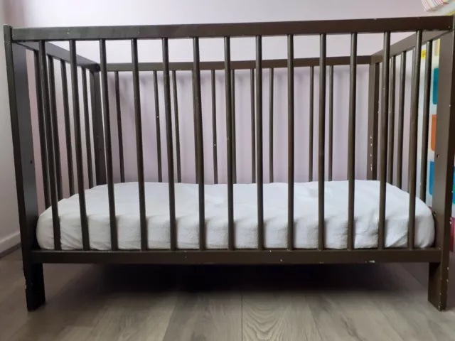 Small Dark Brown Baby cot with matres