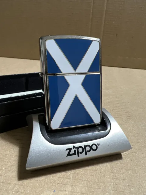 Zippo Windproof Lighter Brushed Chrome Scotland Flag 2021 NEW