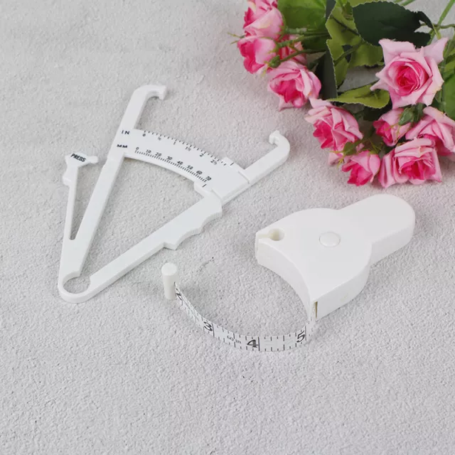 2Pcs/Set White PVC Body Fat Caliper Measure Tape Tester Fitness For Lose Wei SN❤