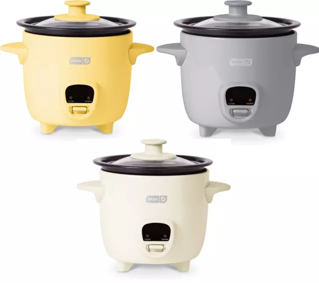 Dash Mini Rice Cooker Grey Yellow Cream Steamer Nonstck Warming 2 Cup Oatmeal