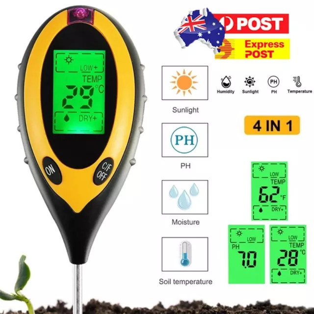 4 in 1 Soil PH Tester Moisture Sunlight Light Test Meter for Garden Plant Lawns