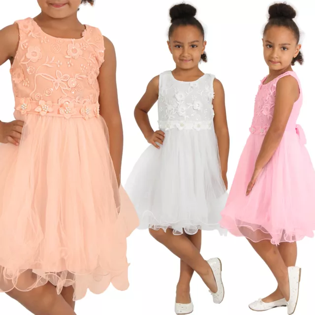 Fiori Bambino Ragazza Principessa Matrimonio Vestito Tulle per Party Compleanno
