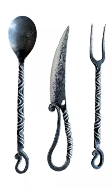 Medieval Hand Forged Cutlery Unique set of iron, A Best Gift ,LARP, Wrought iron 2