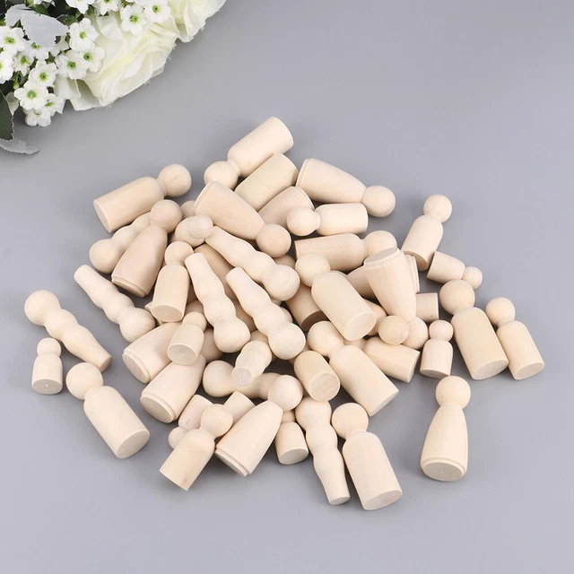 30 Pcs Poupées Peintes Bricolage En Bois Cheville Inachevées Enfant Mariée Clou