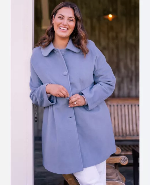 Gal Meets Glam Eloise Wool Blend Pea Coat XL Single Breasted French Blue Pockets