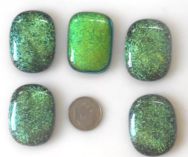 dichroic glass cabochon lot of 5  fused COE90 hand made crafted