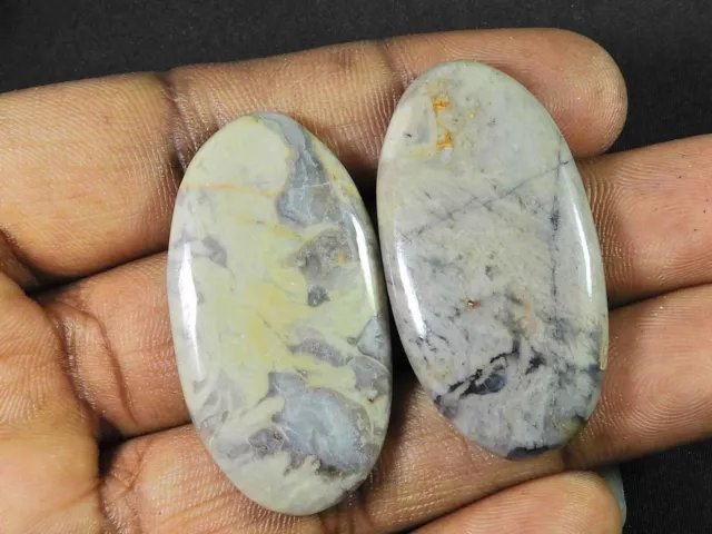 117Cts. Natural Coffee Bean Jasper 2Pcs Oval Cabochon Loose Gemstone 42-42MM f74 2