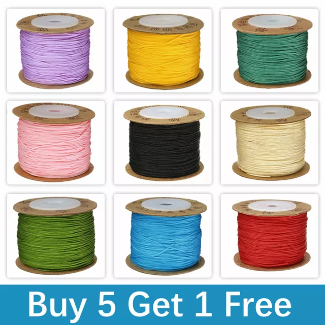 100m Nylon Cord Thread Chinese Knot Macrame Beading DIY Bracelet Braided 0.8mm