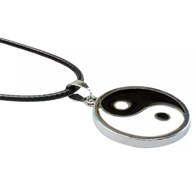 Vintage Metall Yin und Yang Taoismus Balance of Life Silber Halskette mit