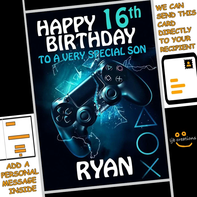 PERSONALISED PLAYSTATION CONTROLLER Birthday Card Son Nephew Grandson ...