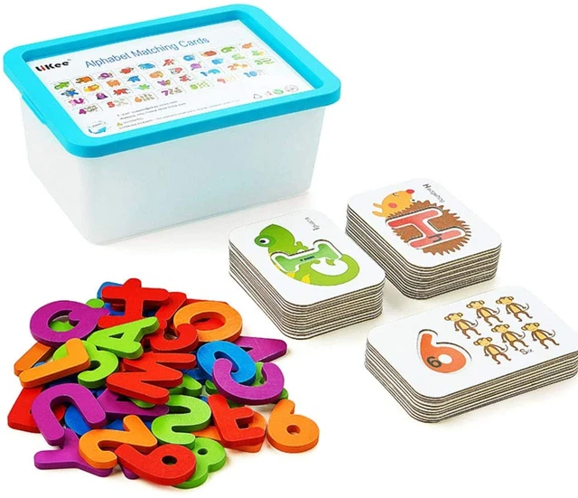 LIKEE ALPHABET NUMBER Flash Cards Wooden Letter Puzzle ABC Sight Words