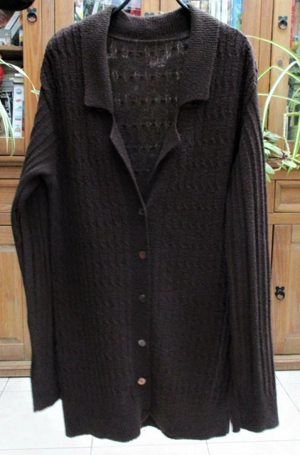 Gilet Marron à Côtes Camaïeu - Taille 2 - Long - Très Bon état Occasion