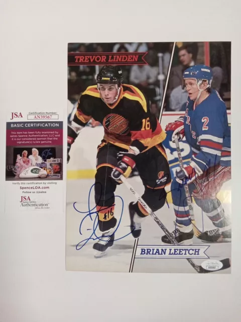 Trevor Linden & Brian Leetch Signed Autograph Magazine Page JSA