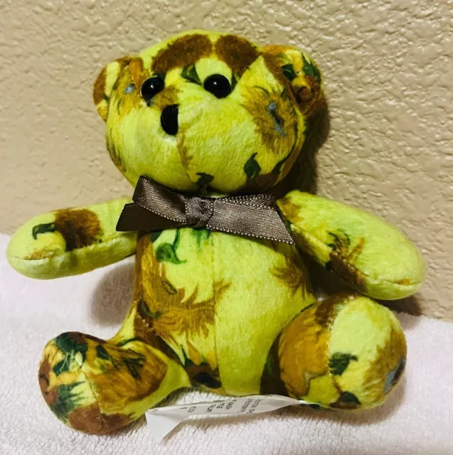 Van Gogh Exhibit Teddy Bear Sunflowers Keychain