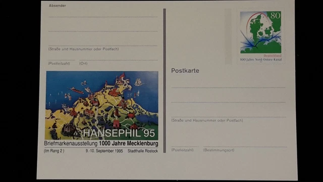 BR Deutschland  Ganzsache Amtliche Sonderpostkarte PSo38, 1995  HANSEPHIL `95