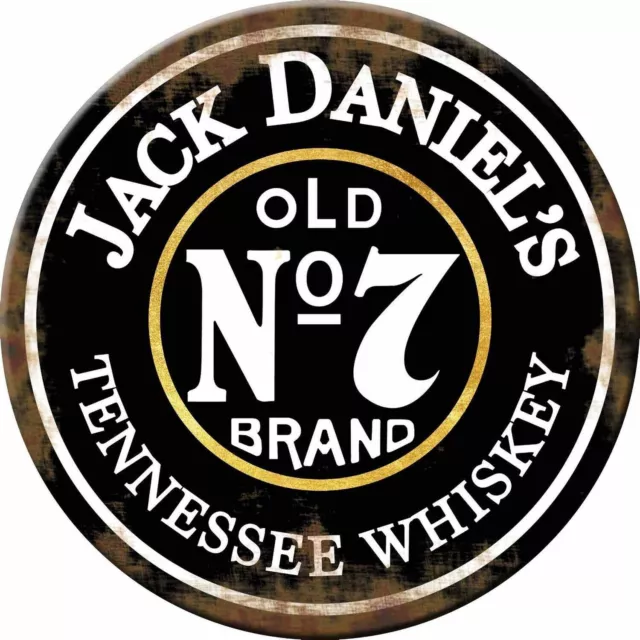 Jack Daniels Old No 7 Brand Tennessee Whisky 30cm Round Tin Sign Retro Vintage